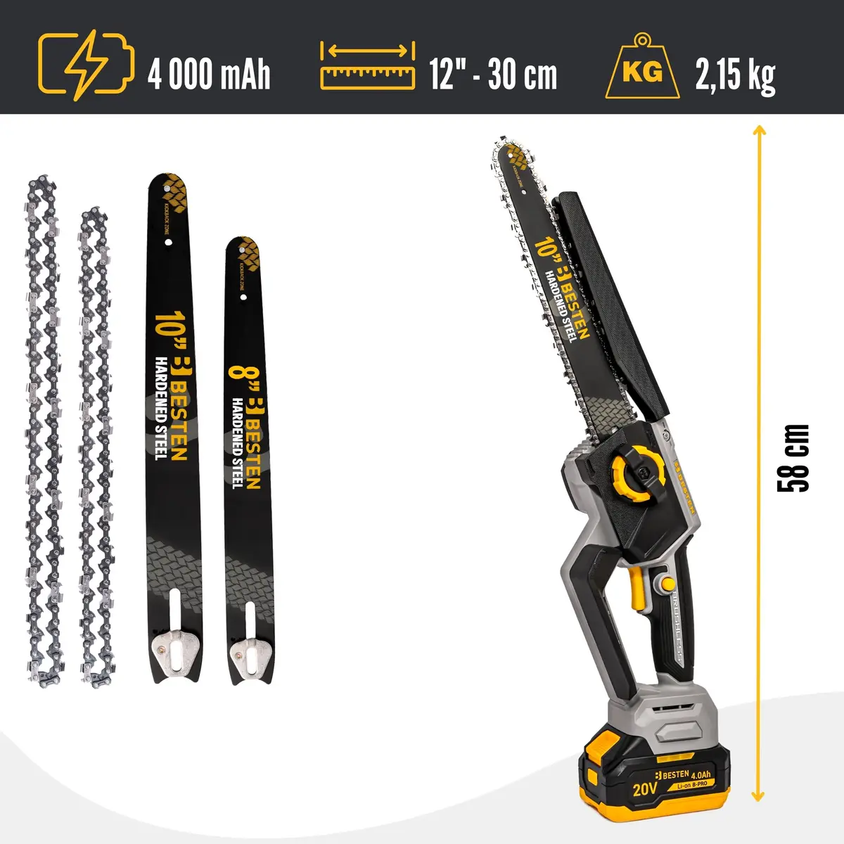 Specyfikacja techniczna Piła akumulatorowa 8 i 10 cali BESTEN BE0002916